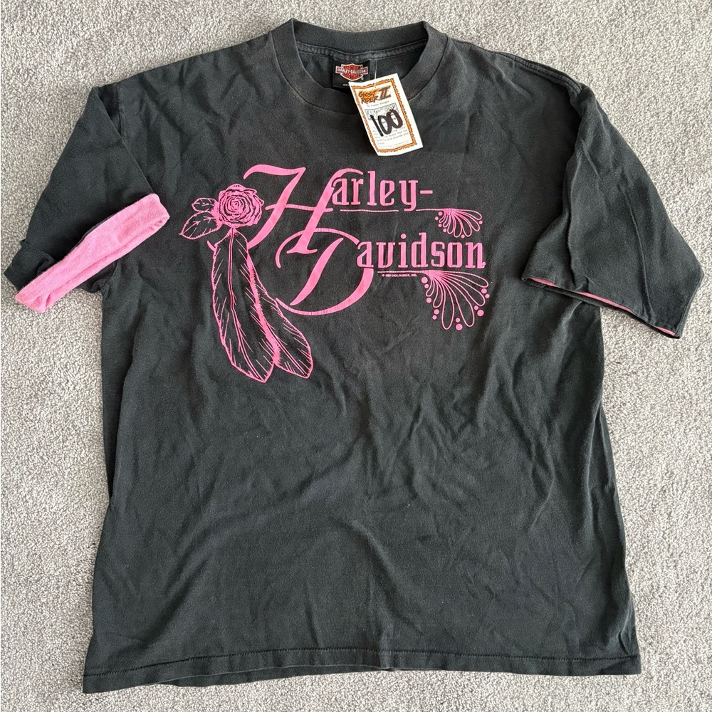 *RARE* Harley-Davidson Winchester, VA Vintage Black with Pink Graphic Tee (XL)